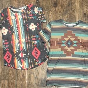 Set of two Crazy Train Aztec Pattern Shirts